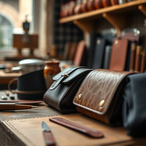 A close-up shot of a traditional Italian artisan hand-crafting leather goods in a Florence workshop.
