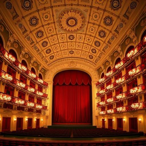 Interior of Teatro alla Scala, the renowned opera house in Milan, displaying its luxurious decor and stage.